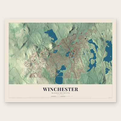 Winchester, Massachusetts map print, the full design