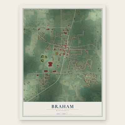Braham, Minnesota map print, the full design