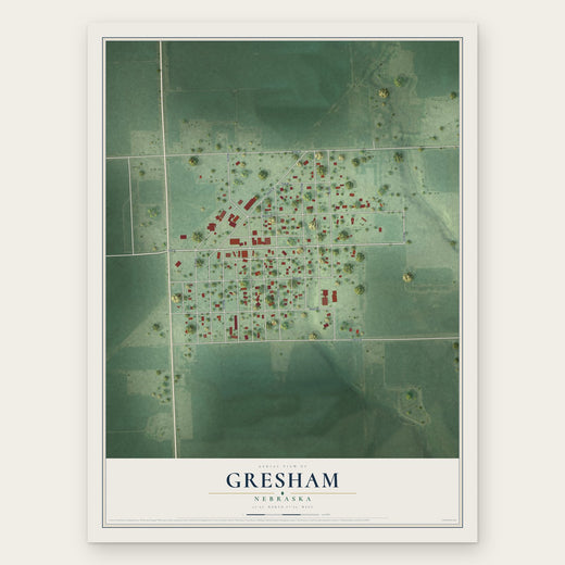 Gresham, Nebraska map print, the full design