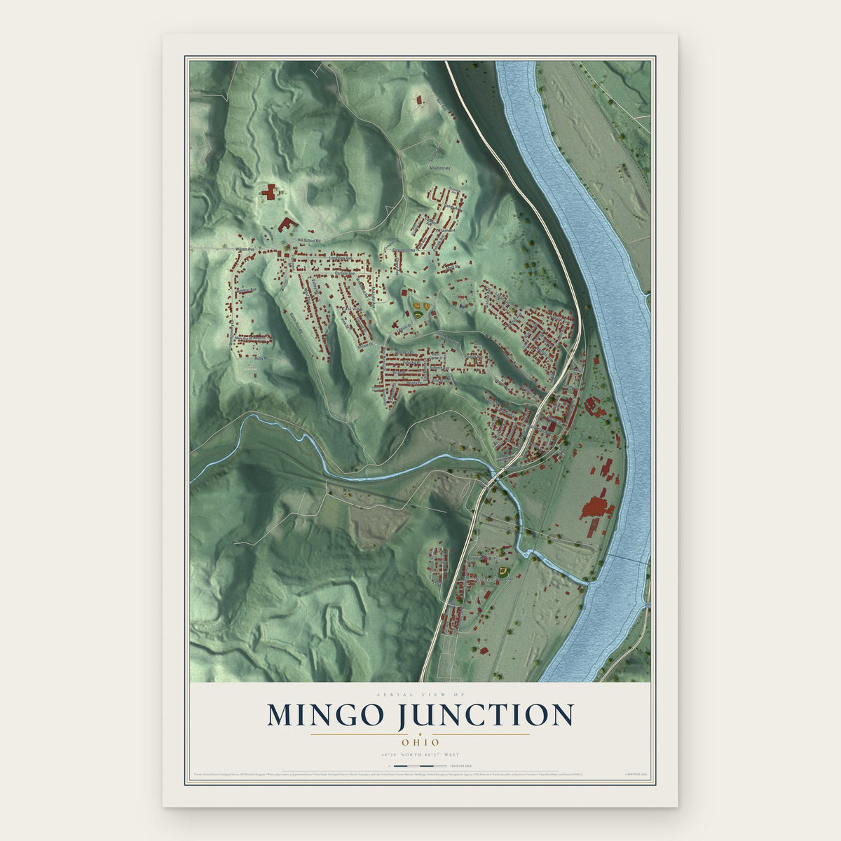 Mingo Junction, Ohio map print, the full design