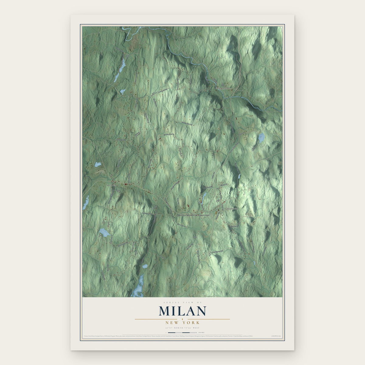 Milan, New York map print, the full design