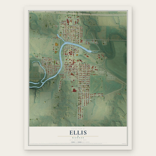 Ellis, Kansas map print, the full design
