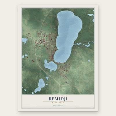 Bemidji, Minnesota map print, the full design