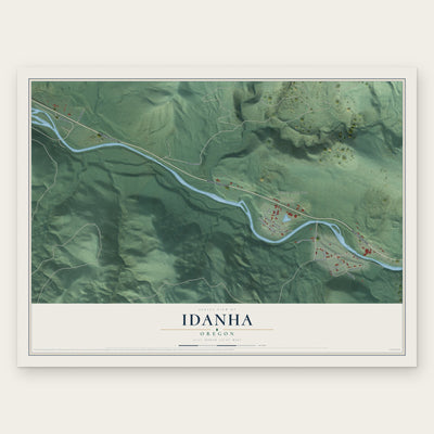 Idanha, Oregon map print, the full design