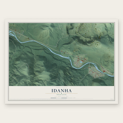 Idanha, Oregon map print, the full design