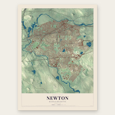 Newton, Massachusetts map print, the full design