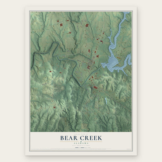 Bear Creek, Alabama map print, the full design