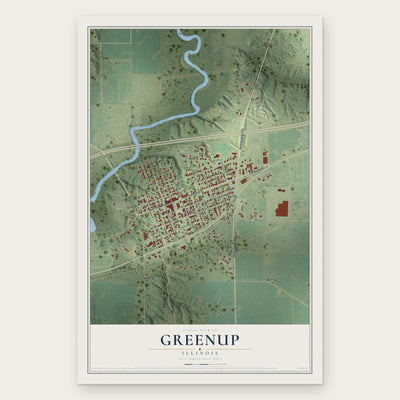 Greenup, Illinois map print, the full design