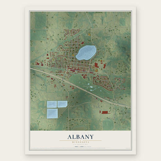 Albany, Minnesota map print, the full design