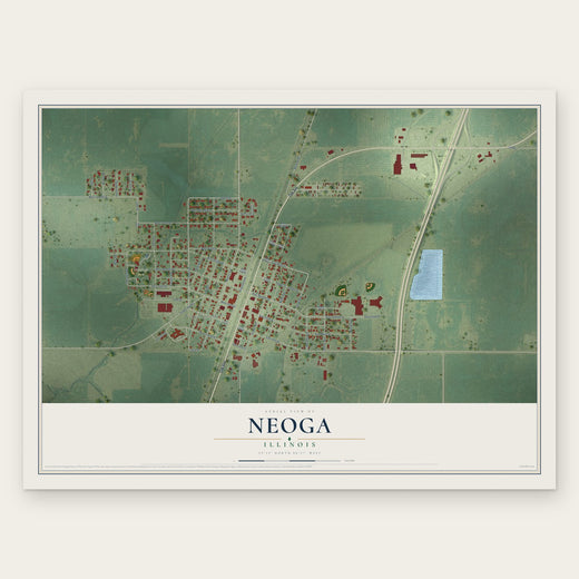 Neoga, Illinois map print, the full design