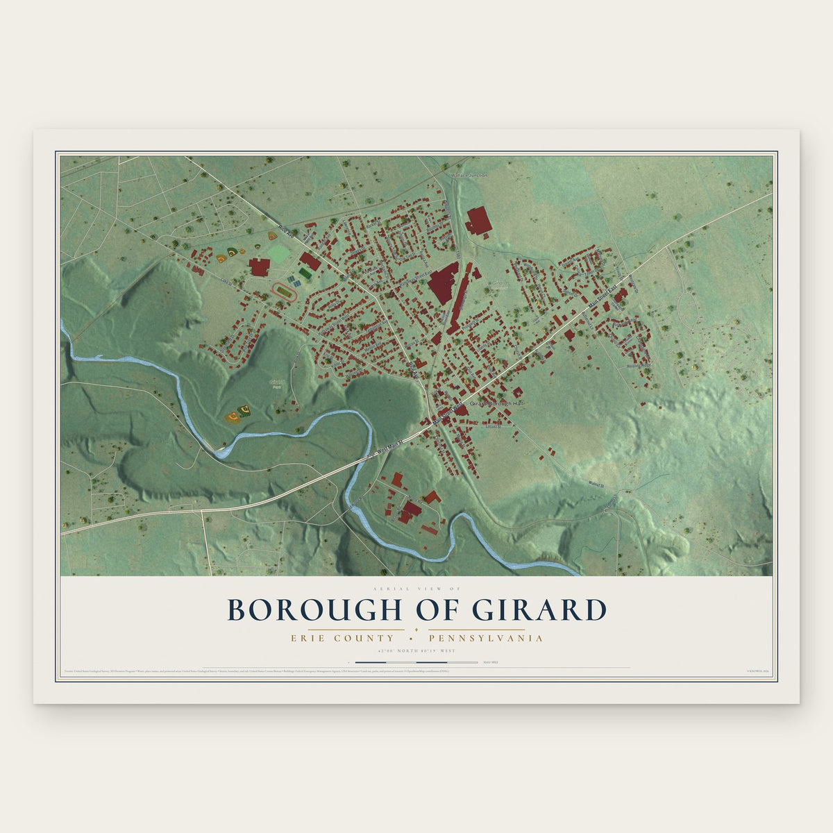Borough of Girard, Erie County, Pennsylvania map print, the full design