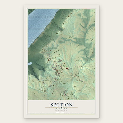 Section, Alabama map print, the full design