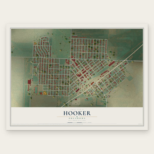 Hooker, Oklahoma map print, the full design