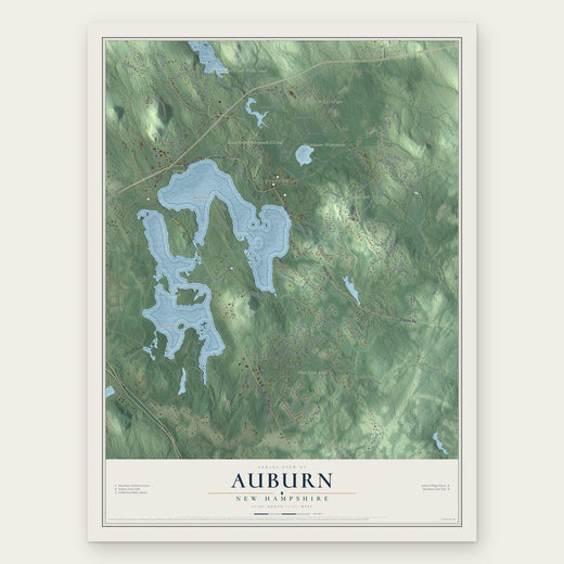 Auburn, New Hampshire map print, the full design