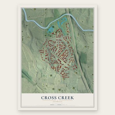 Cross Creek, Georgia map print, the full design