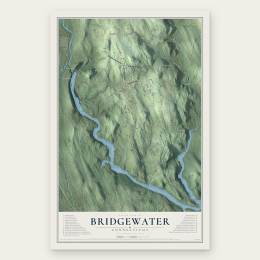 Bridgewater, Connecticut map print, the full design