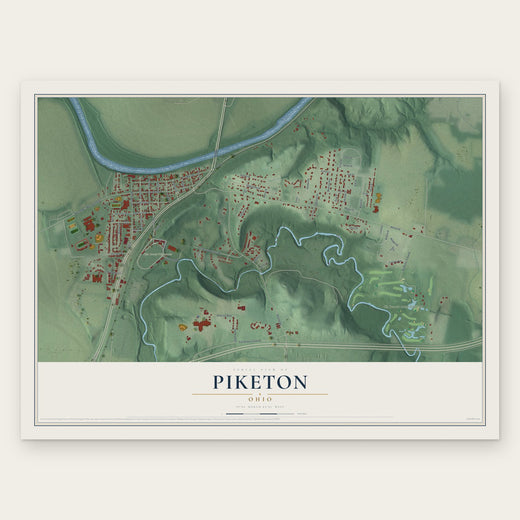 Piketon, Ohio map print, the full design