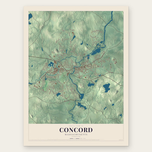 Concord, Massachusetts map print, the full design