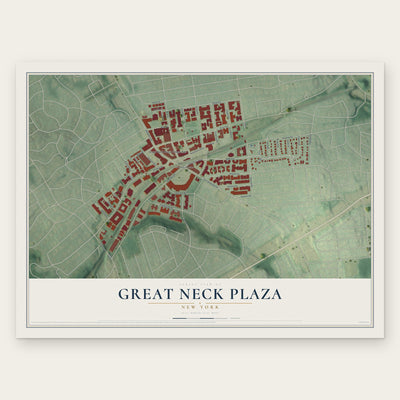 Great Neck Plaza, New York map print, the full design