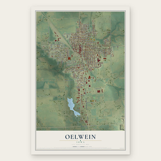 Oelwein, Iowa map print, the full design
