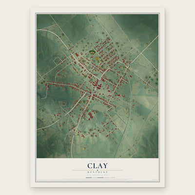 Clay, Kentucky map print, the full design