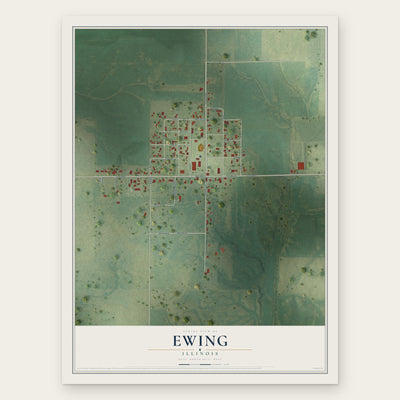 Ewing, Illinois map print, the full design