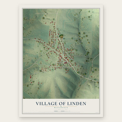 Linden, Wisconsin map print, the full design