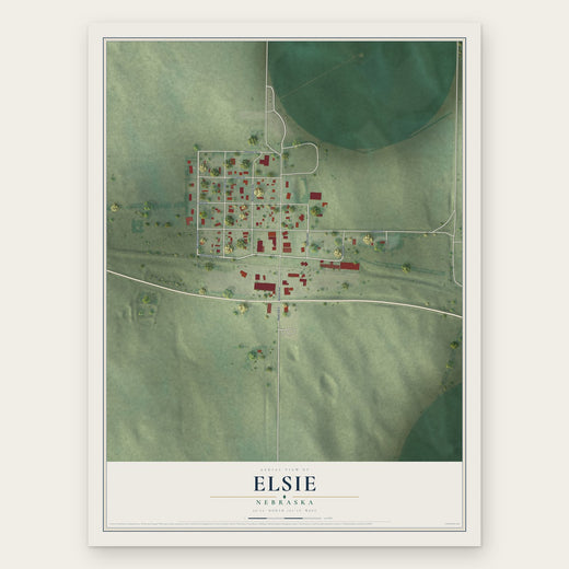 Elsie, Nebraska map print, the full design