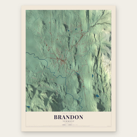 Brandon, Vermont map print, the full design