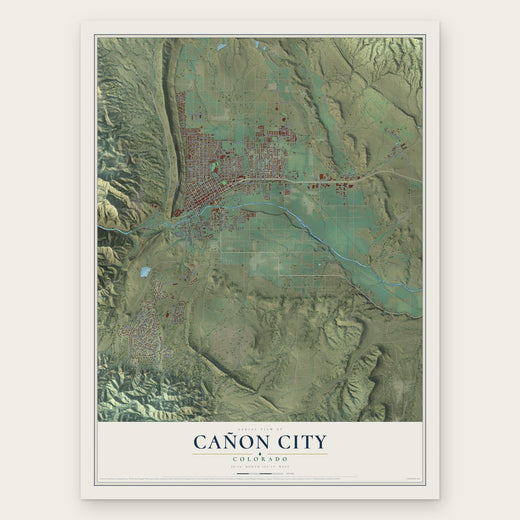 Cañon City, Colorado map print, the full design