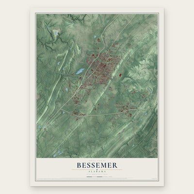 Bessemer, Alabama map print, the full design