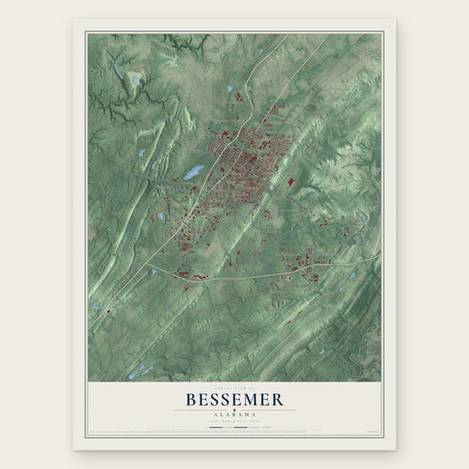 Bessemer, Alabama map print, the full design