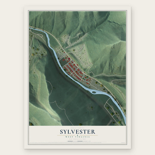 Sylvester, West Virginia map print, the full design