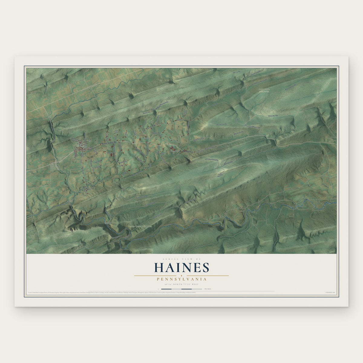 Haines, Pennsylvania map print, the full design
