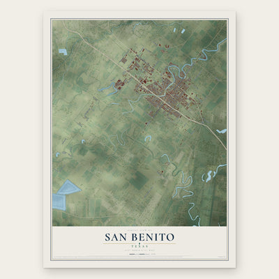 San Benito, Texas map print, the full design