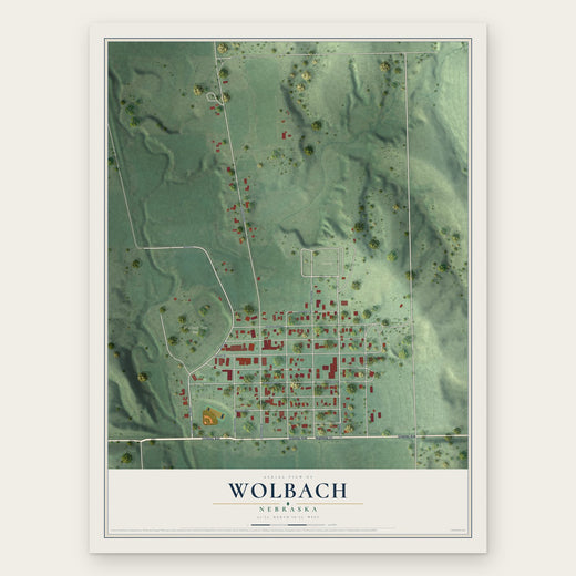 Wolbach, Nebraska map print, the full design
