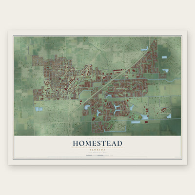 Homestead, Florida map print, the full design