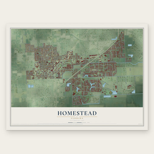 Homestead, Florida map print, the full design