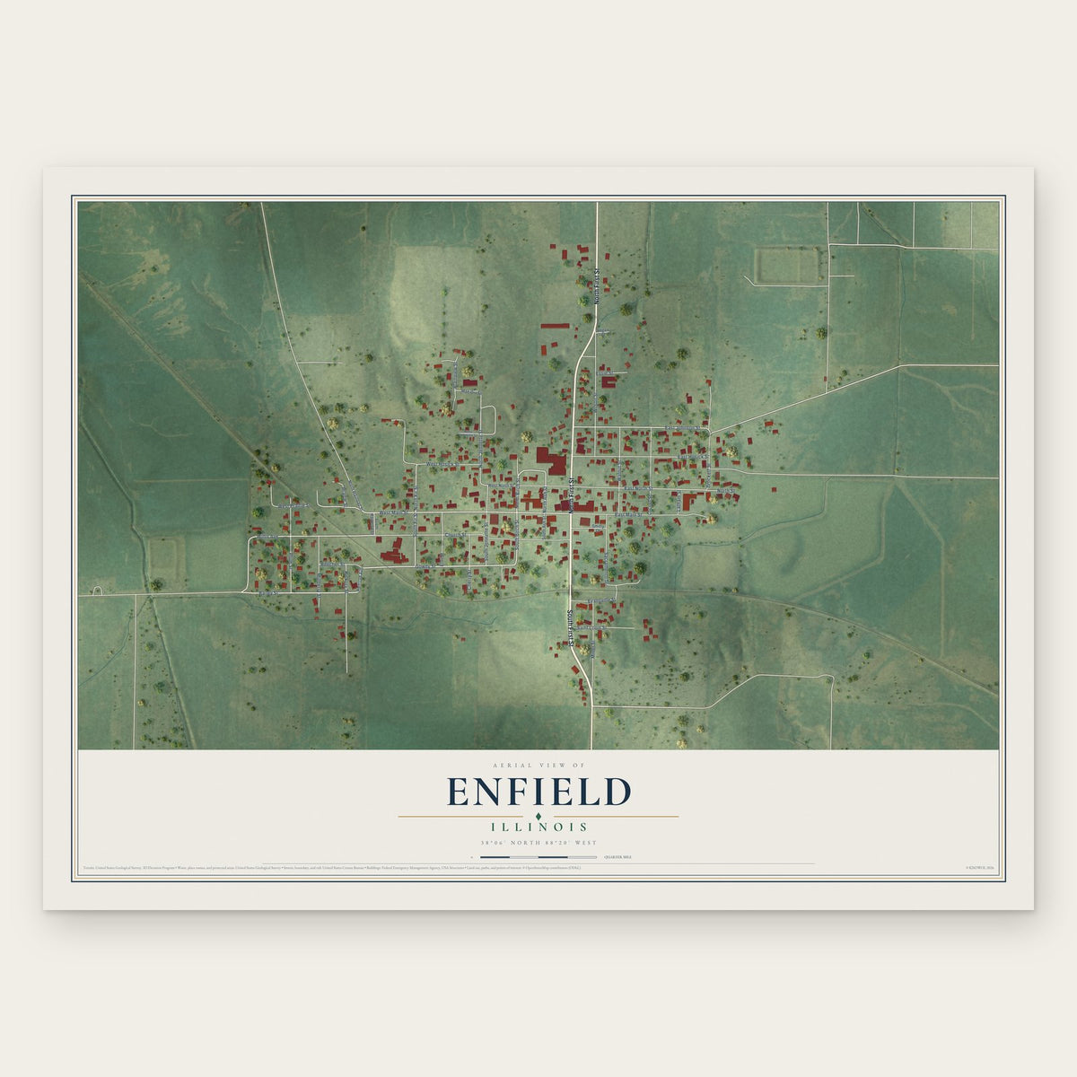 Enfield, Illinois map print, the full design