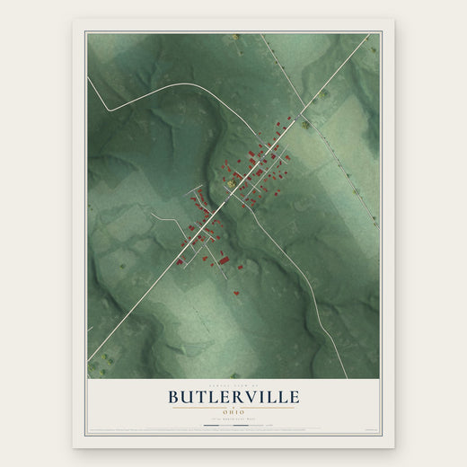 Butlerville, Ohio map print, the full design