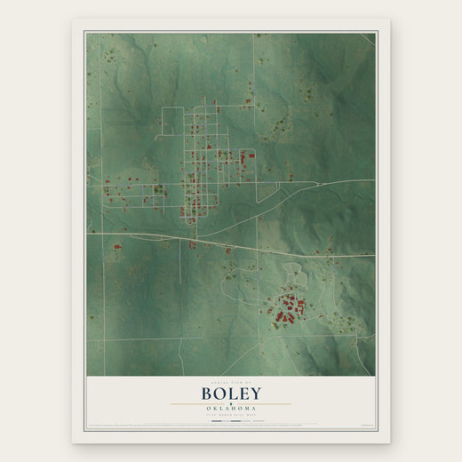 Boley, Oklahoma map print, the full design