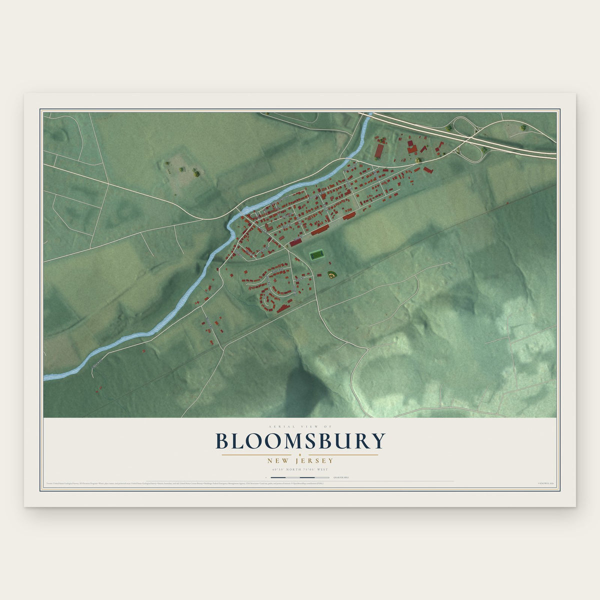 Bloomsbury, New Jersey map print, the full design