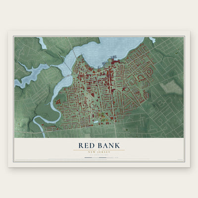 Red Bank, New Jersey map print, the full design