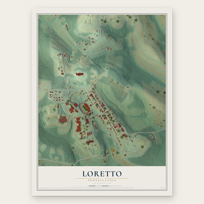 Loretto, Pennsylvania map print, the full design