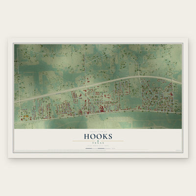 Hooks, Texas map print, the full design
