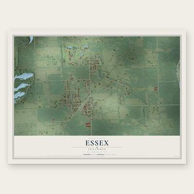 Essex, Illinois map print, the full design