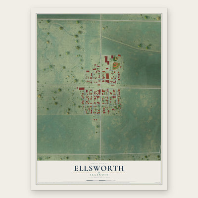 Ellsworth, Illinois map print, the full design