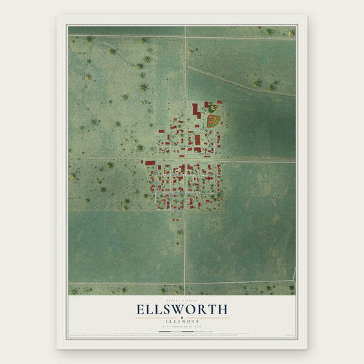 Ellsworth, Illinois map print, the full design