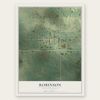 Robinson, North Dakota map print, the full design