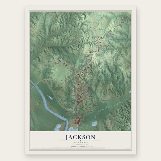 Jackson, Alabama map print, the full design